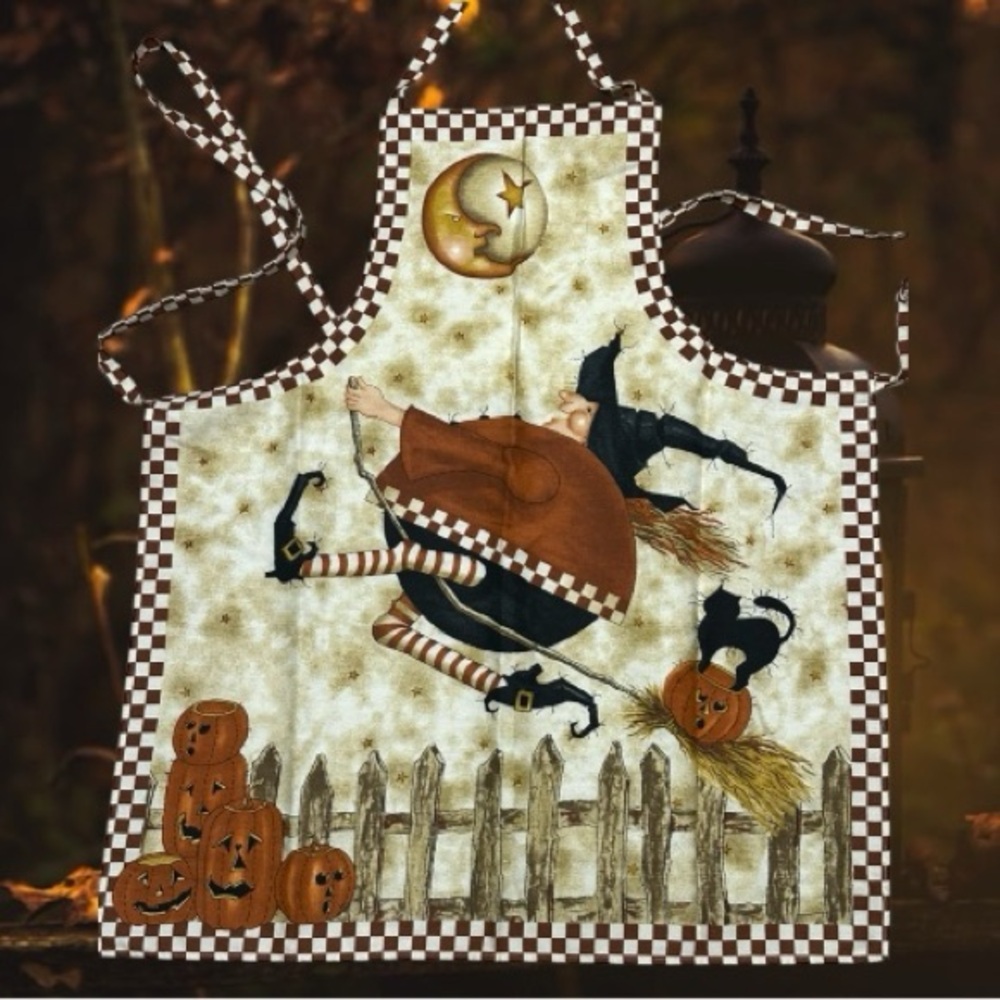 Daisy Kingdom Broomzelda Halloween Witch Apron with Pumpkins